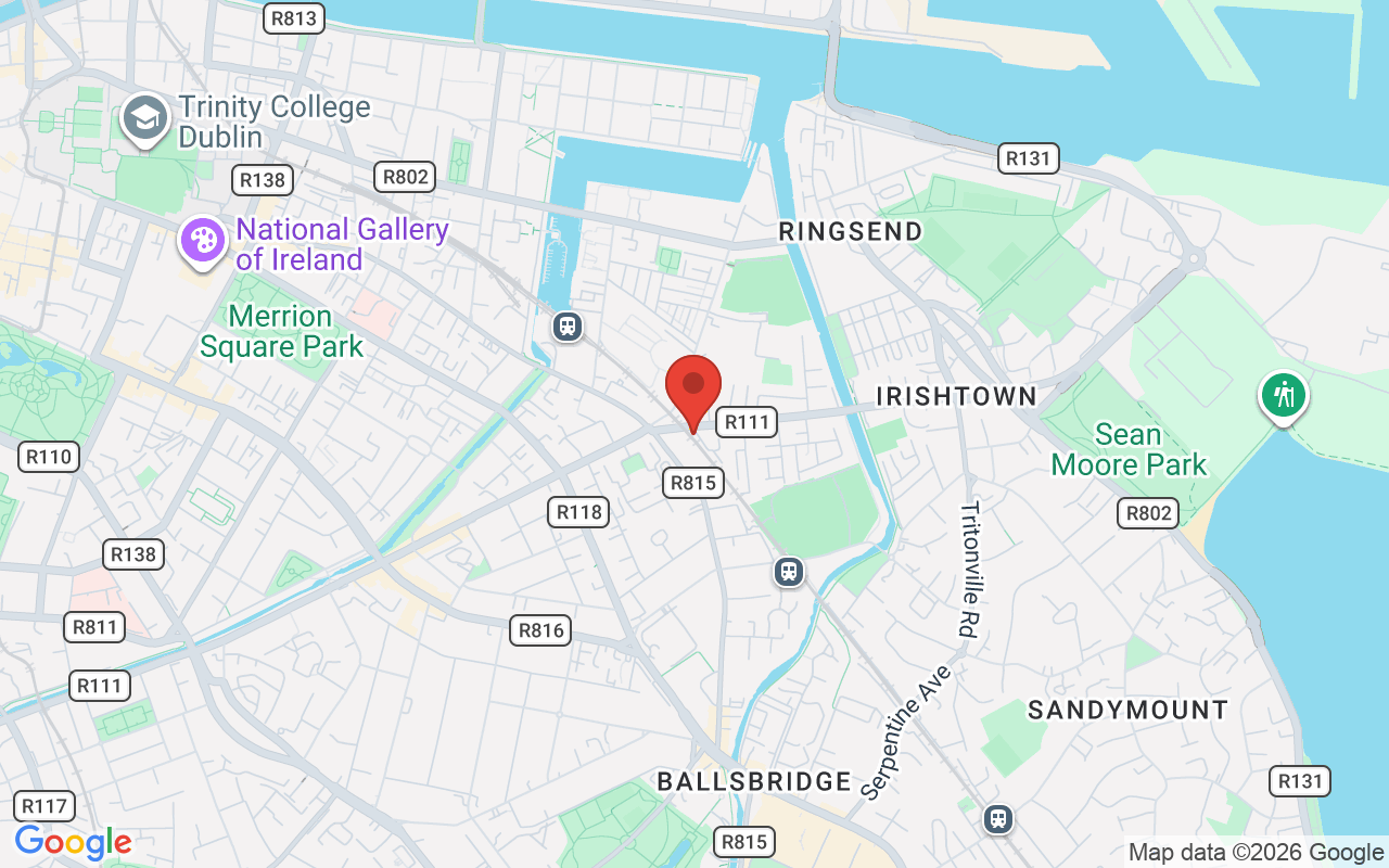 Map showing the location of Bath Avenue Counselling Centre in Dublin, Ireland